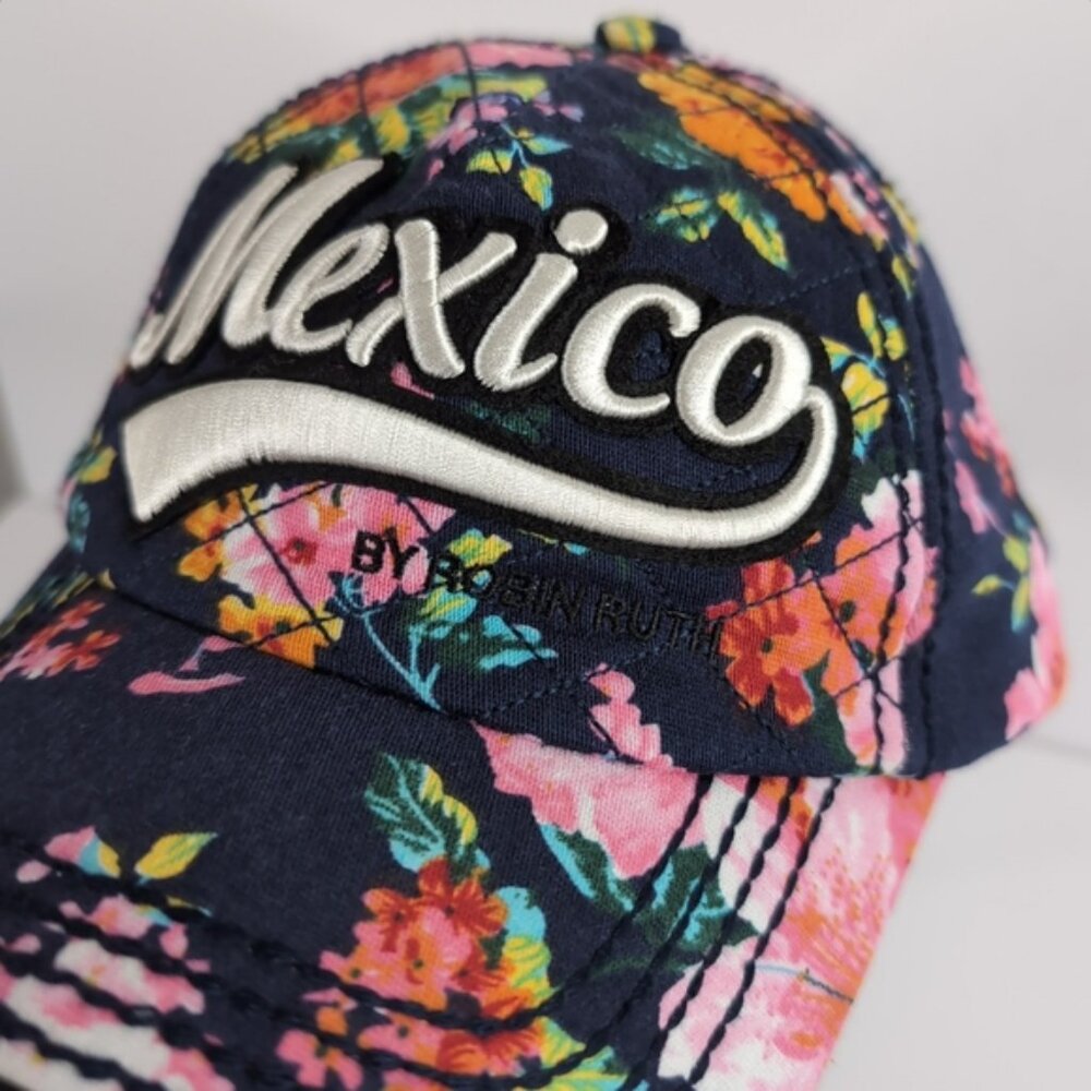 Robin Ruth Mexico Embroidered Cap Floral Pattern Bold Adjustable Fit Snapback - Picture 4 of 9